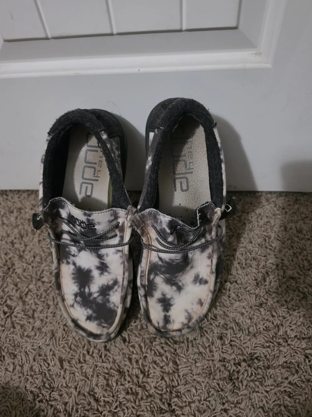 Hey Dude Mens Tie-Dye Slip-Ons in Black and White